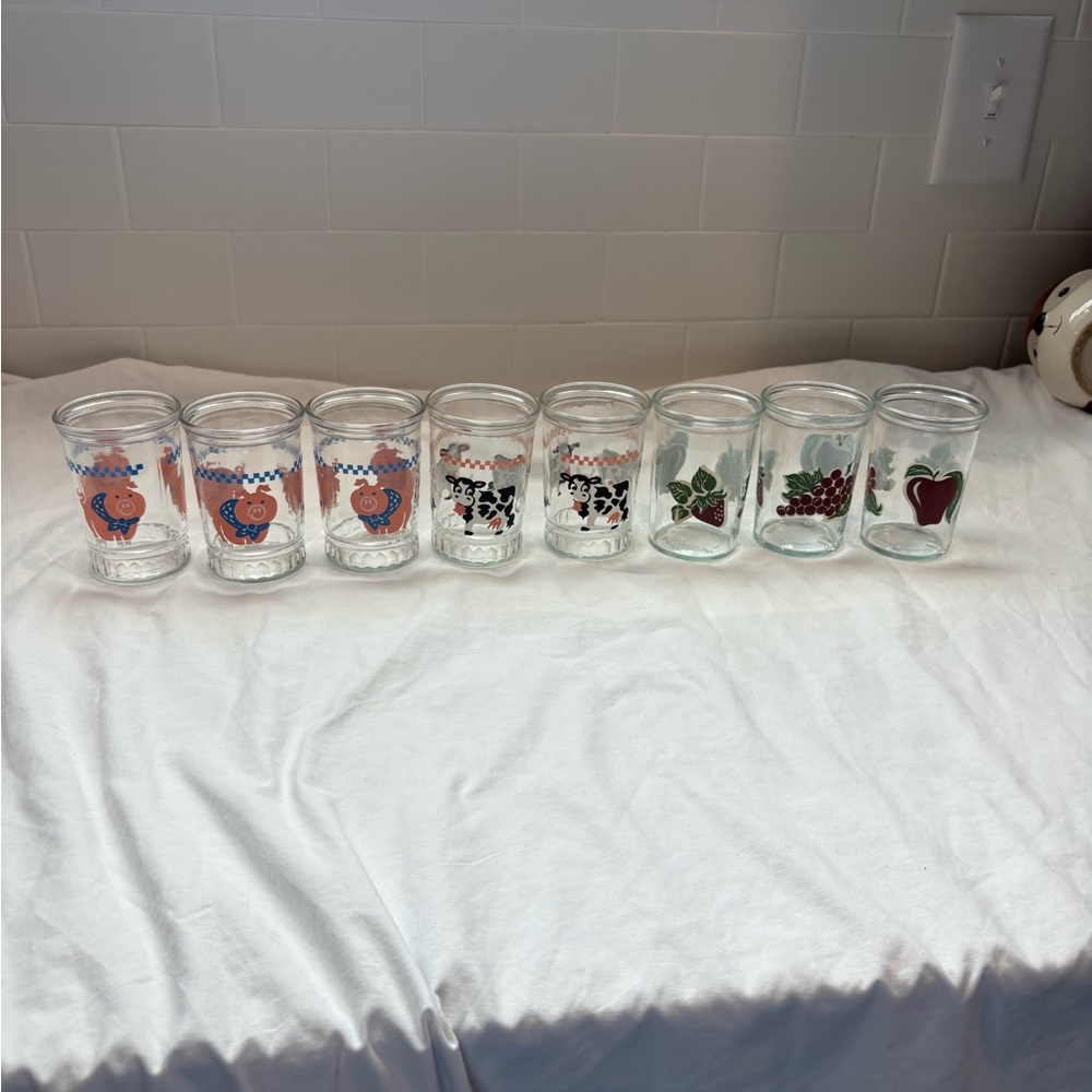 Vintage Cottagecore Bama Jelly Jars Set of 8